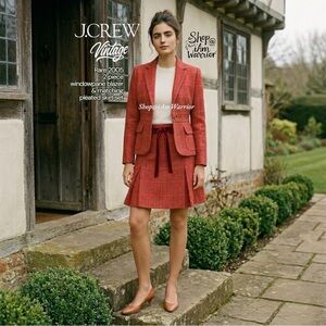 J.Crew RARE 2005 country windowpane 2 PC blazer + matching pleated skirt set